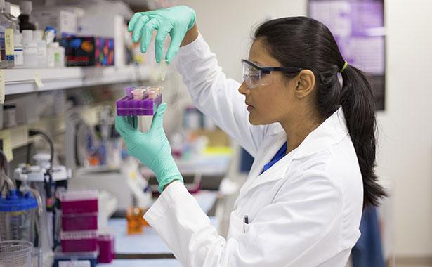 Laboratory scientist conducting controlled sample preparation, reflecting Materials Metric’s high-accuracy testing, method development, and quality-driven research environment