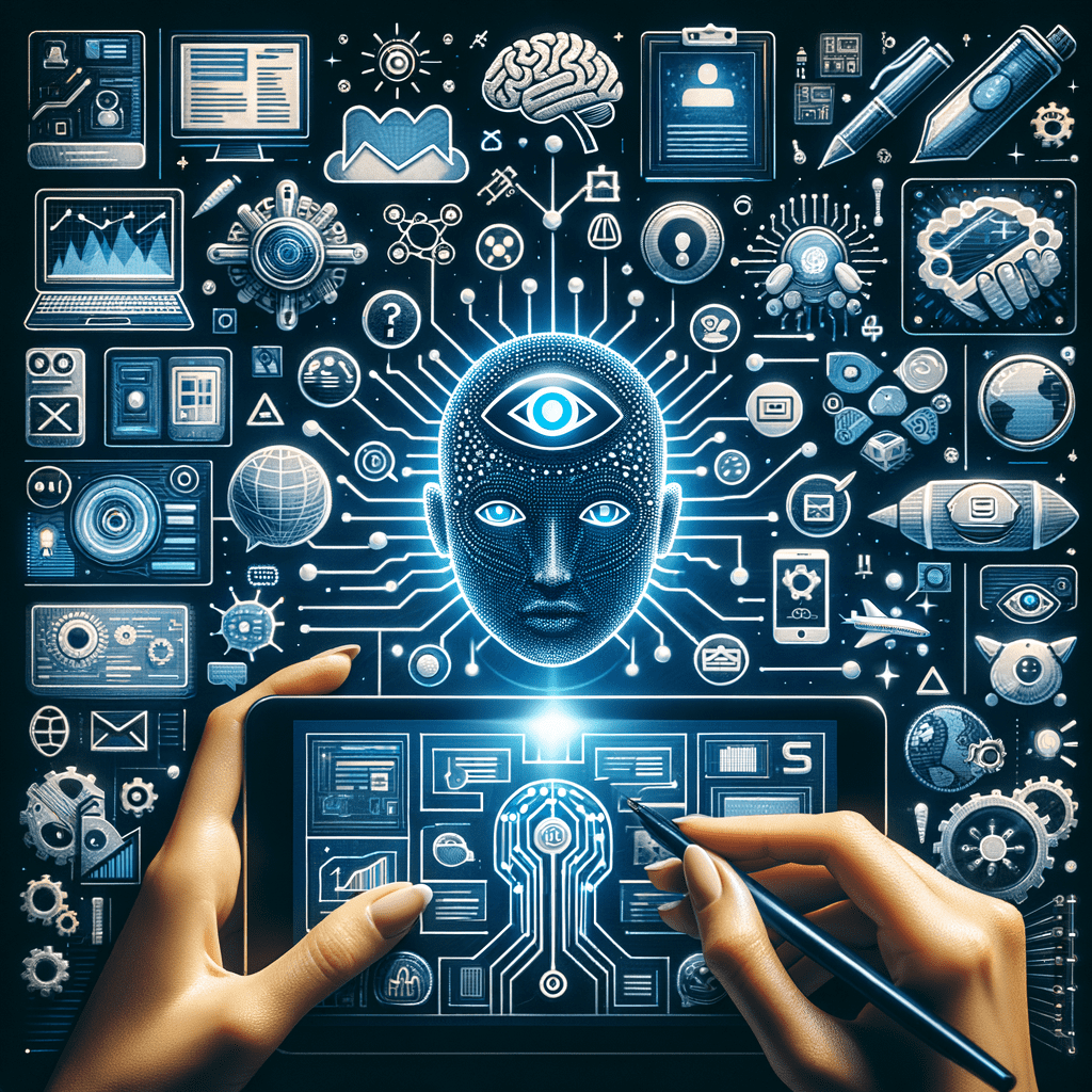 AI-driven biomaterials development showing digital modeling of polymer structures and biological scaffolds for medical applications.