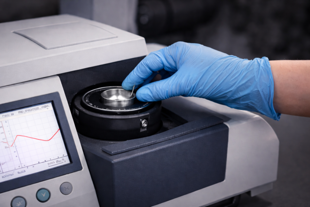 Thermal analysis system configured for heat transfer and material property evaluation
