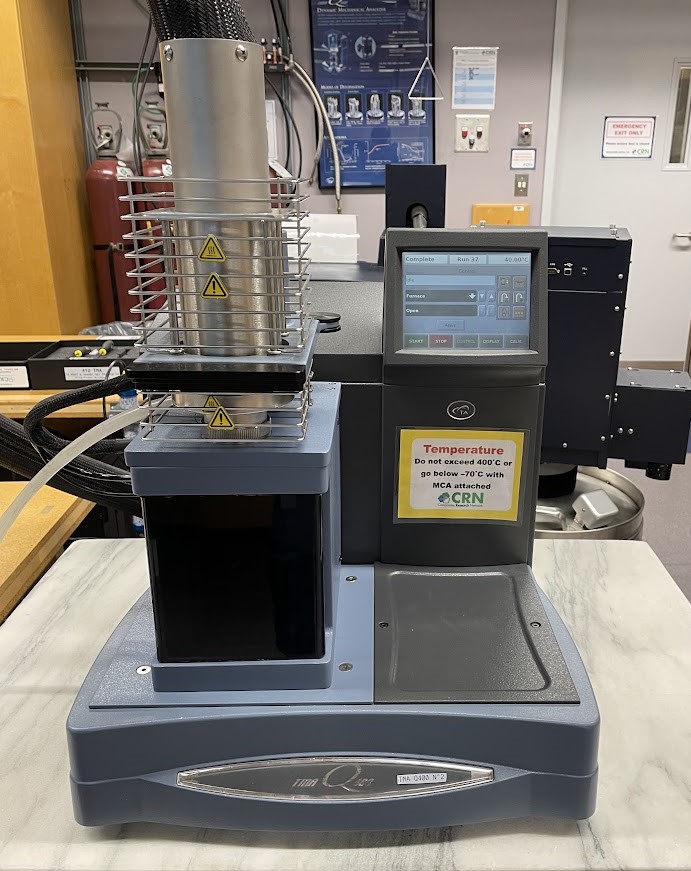 TMA system setup with probe and temperature-controlled furnace