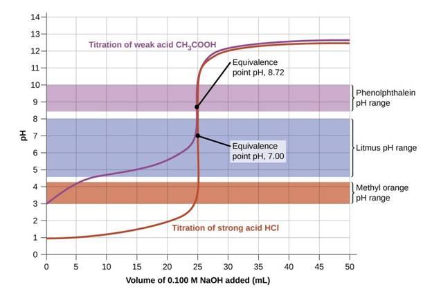Titration curve showing pH versus volume of titrant added