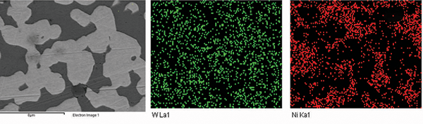 Elemental mapping image showing spatial distribution of chemical elements across a material