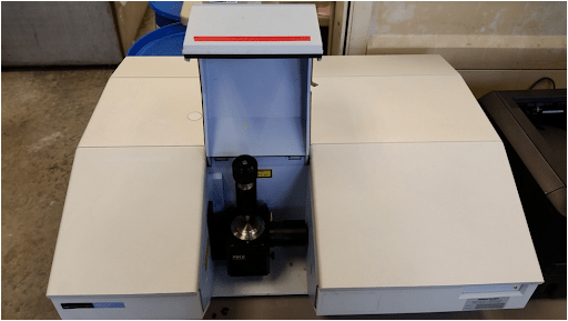 Fourier Transform Infrared FTIR spectroscopy instrument used for chemical identification, functional group analysis, and material composition characterization