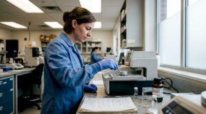 Lab technician working at DSC instrument